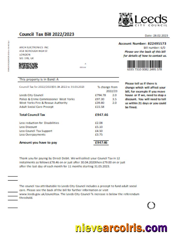 Leeds City Council tax business bill